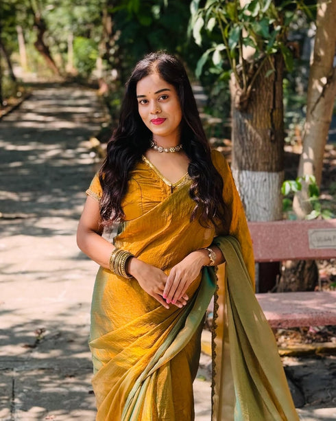 VasthrlayBoarder Unstitched Chhaavax Mustard Free Ethnic Wear