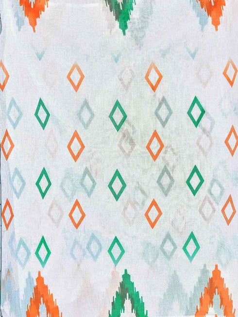 Vasthrlay Tricolor Printed White1 White Saree