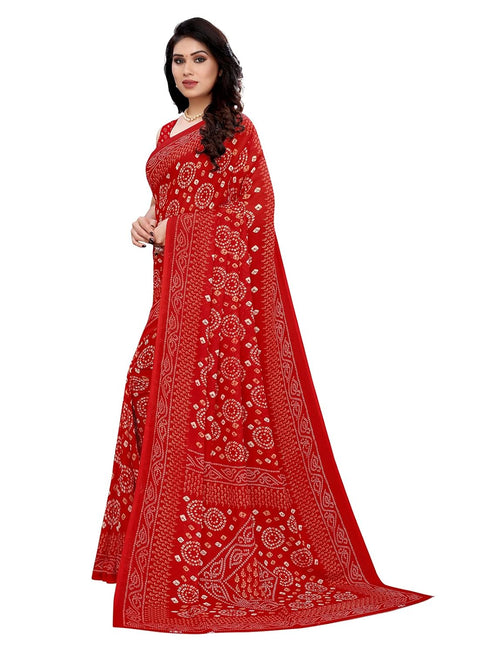 Vasthrlay Georgette Bandhani Printed Maroon Saree