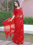 Vasthrlay Chiffon Printed Unstitched Teal Saree