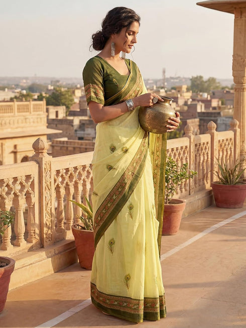 Vasthrlay Chanderi Printed Coffee Saree