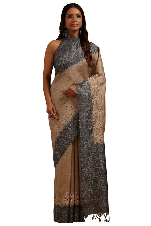 Vasthrlay Green Tussar Embroidered