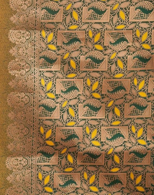 Vasthrlay Jacquard Kanjivaram Unstitched Pista Green Saree