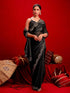 Vasthrlay Shimmer Scalloped Black Saree With Unstitched Blouse Piece