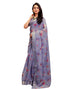 Vasthrlay Womens Printed Unstitched White Saree