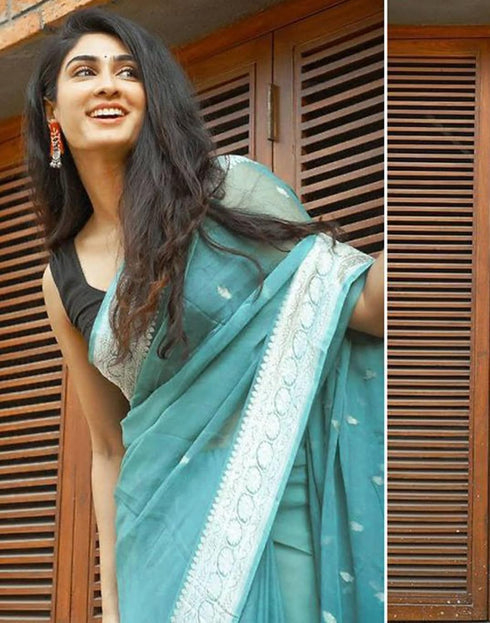 Vasthrlay Womens Jacquard Unstitched Black Saree