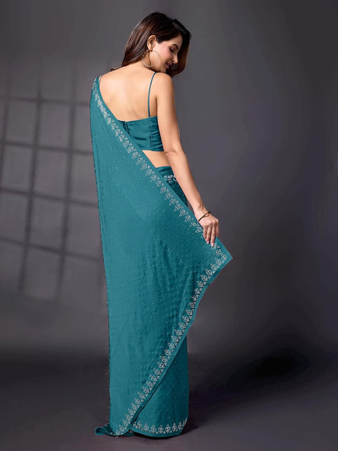 Vasthrlay Georgette Unstitch Morpeach Ethnic Wear