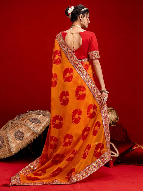 Vasthrlay Georgette Embroidery Pink Saree
