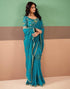 Vasthrlay Georgette Embroidery Unstitched Dark Green Saree