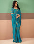Vasthrlay Georgette Embroidery Teal Blue2 Saree With Unstitched Blouse Piece