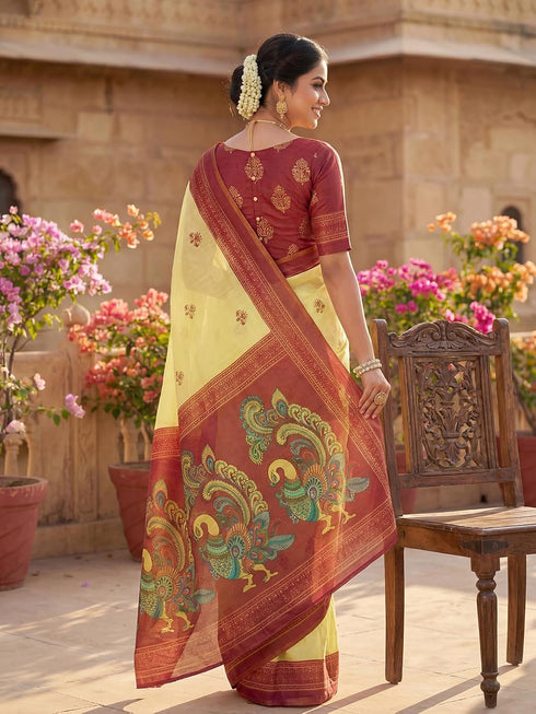 Vasthrlay Banglori Printed Dusty Saree
