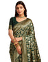 Vasthrlay Womens Banarasi Unstitched Olive Green Saree
