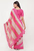 Vasthrlay Womens Pink Paisley Printed Linen Saree With Unstitched Blouse Piece