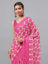 Vasthrlay Pink Floral Printed Georgette Saree With White Solid Georgette Unstitched Blouse
