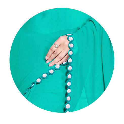Vasthrlay Sourbh Georgette Plastic Turquoise Ethnic Wear