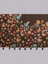 Vasthrlay Brown Floral Linen Saree With Solid Black Unstitched Blouse