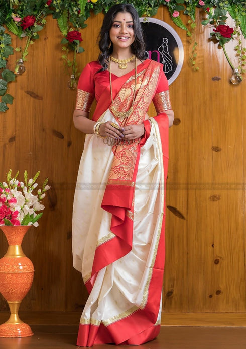 Vasthrlay White Kanjivaram Saree
