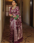 Vasthrlay Womens Banarasi Rani Pink Green Saree With Unstitched Blouse Piece