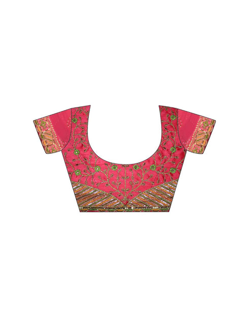 Vasthrlay Georgette Embroidery Unstitched Red Saree