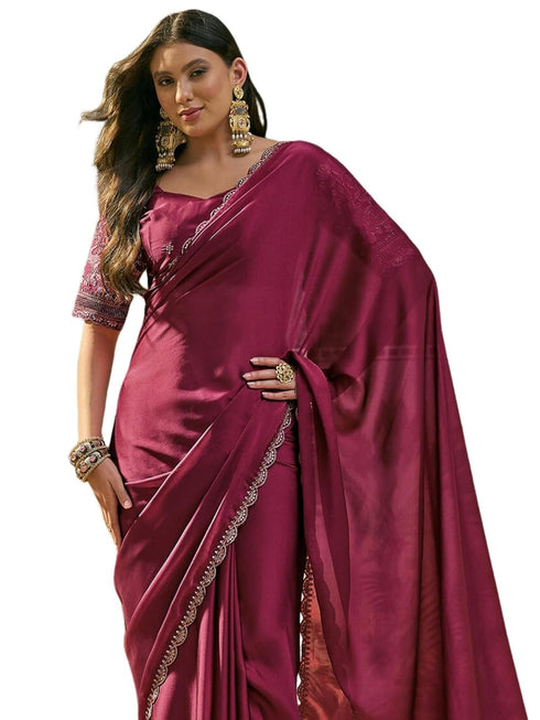 Vasthrlay Sequins Embroidery Black Saree