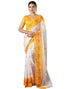 Vasthrlay Georgette Bandhani Unstitched White Saree