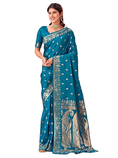 Vasthrlay Kanjivaram Jacquard Unstitched Mustard Saree
