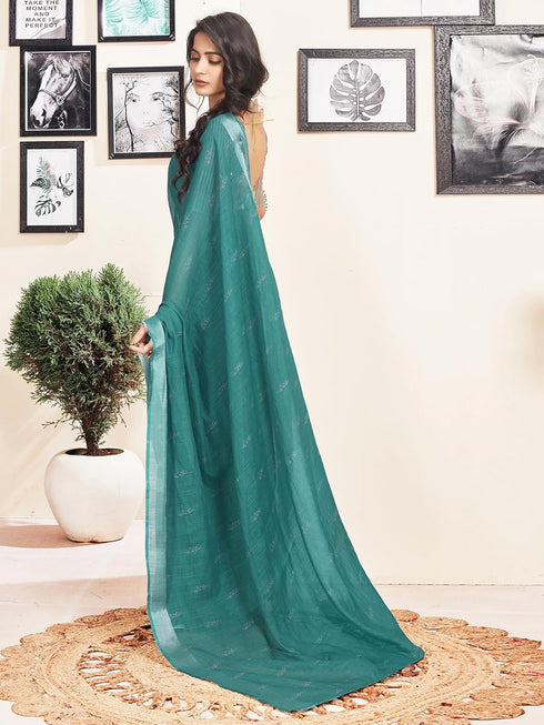 Vasthrlay Womens Printed Unstitched White Saree