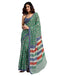 Vasthrlay Womens Printed Dusty Teal Green Saree With Unstitched Blouse Piece