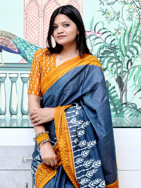 Vasthrlay Charcoal Printed Unstitched Smc Ethnic Wear