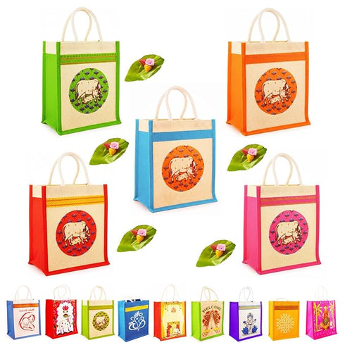 RED WIND Reusable Jute Gift Bags with Zip Closure