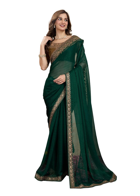 Vasthrlay Chiffon Embroidery Red Ethnic Wear