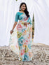 Vasthrlay Womens Printed Unstitched Off White Saree