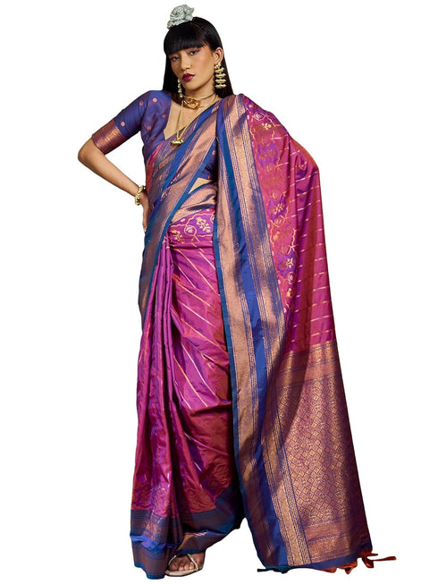 Vasthrlay Striped Tassels Unstitched Designer Ethnic Wear