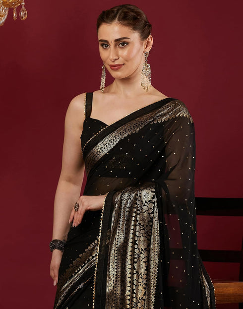 Vasthrlay Georgette Printed Unstitched Maroon Saree