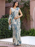 Vasthrlay Shimmer Printed Unstitched Light Green Saree