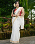 Vasthrlay Womens Unstitched Blouse White Saree