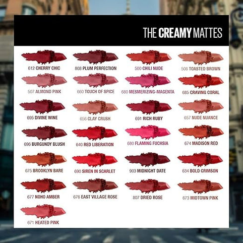 Maybelline Creamy Matte Lipstick / 507 Almond Pink