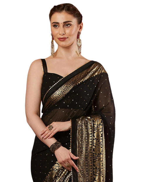 Vasthrlay Georgette Printed Unstitched Maroon Saree