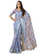 Vasthrlay Womens Printed Skyblue Saree With Unstitched Blouse Piece