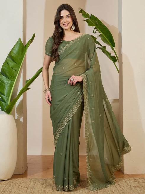Vasthrlay Georgette Embroidered Unstitched Jr Ethnic Wear