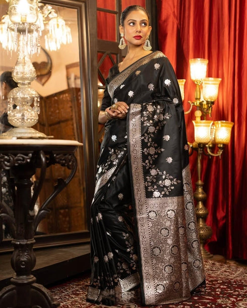 Vasthrlay Jacquard Silver Floral Festive