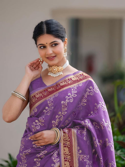 Vasthrlay Weaving Banarasi Maroon Saree
