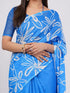 Vasthrlay Blue 1 Womens Printed Linen Saree With Unstitched Blouse Piece