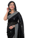 Vasthrlay Embroidery Scalloped Black Saree With Unstitched Blouse Piece