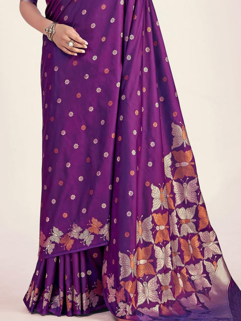 Vasthrlay Purple Kanjivaram Saree