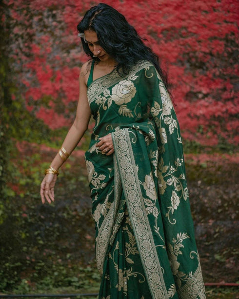Vasthrlay Yellow Banarasi Wedding Saree