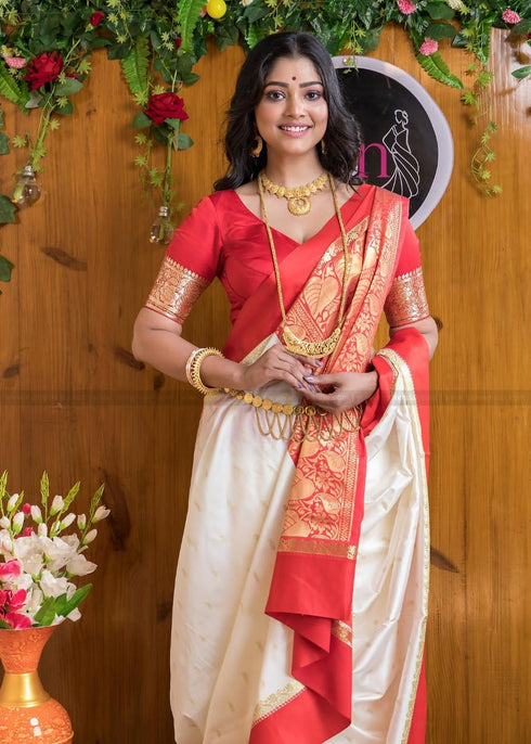 Vasthrlay White Kanjivaram Saree