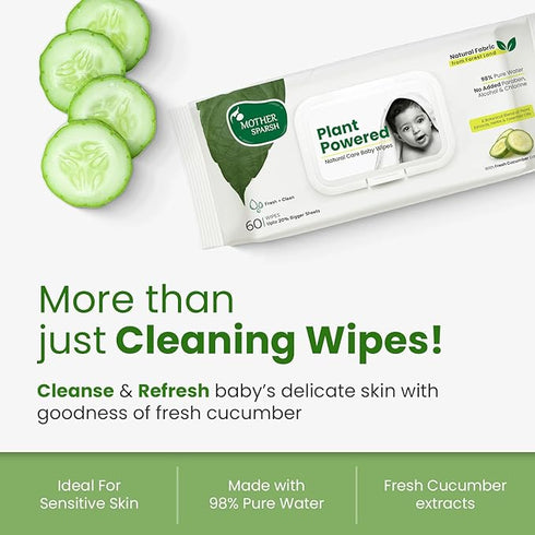 Mother Sparsh Plant Powered Natural Baby Wipes with Cucumber