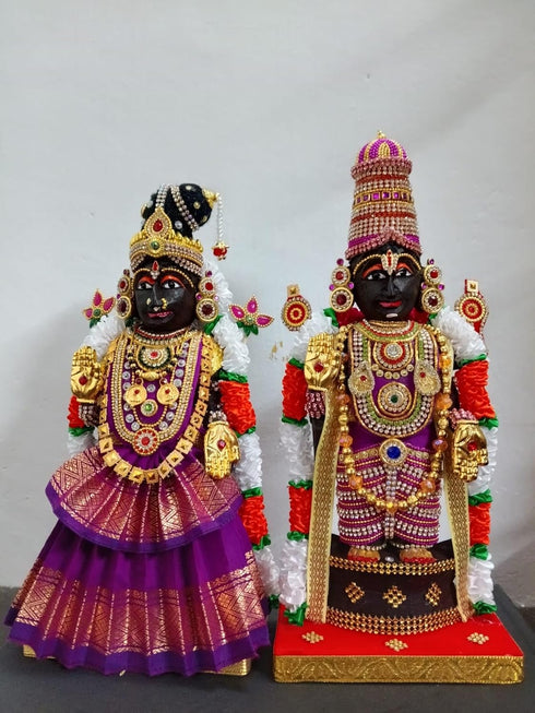 Breeze Handicrafts Traditional Marapachi Dolls – Balaji Padmavati Set with Dress