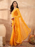 Vasthrlay Vasthrlaywomensyellowgeorgettebandhaniprintembroideredlaceworksareewithunstitchedblousepiece Sareeforwoman Designersareeforwomen Tr Ethnic Wear